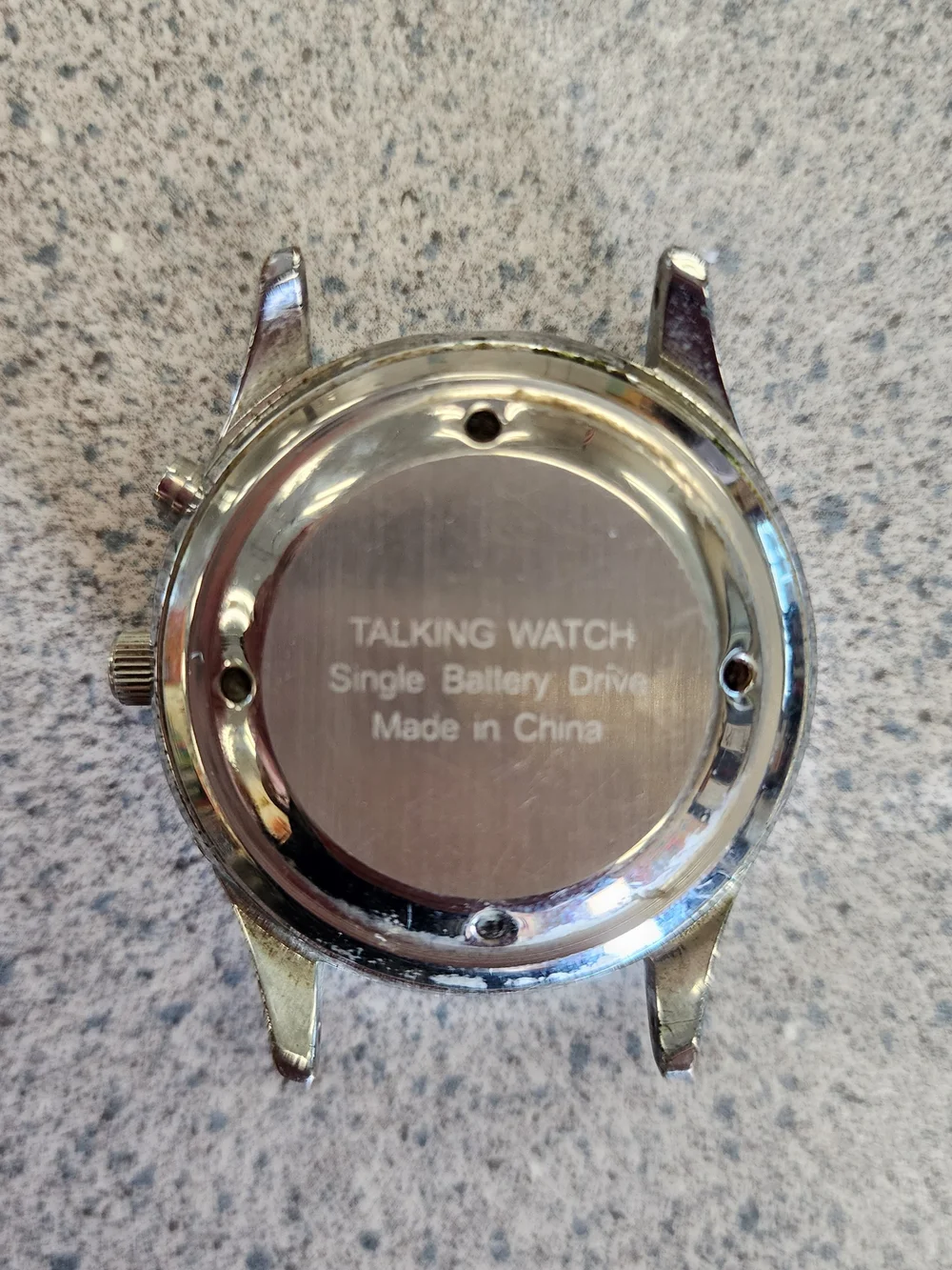 Vintage Silver Tone Talking Watch Head Oversized Easy Read Dial Low Vision Blind
